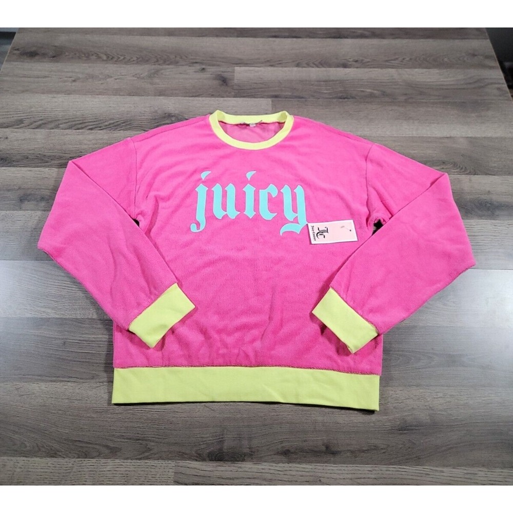 Juicy Couture Sweatshirt Small Pink Y2K Long Sleeve Preppy Crewneck NWT $98 Rare